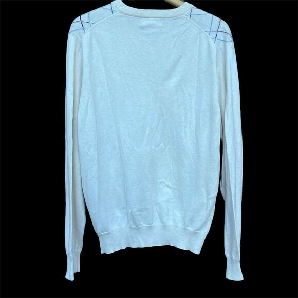Brooks Brothers Men’s Supima Cotton Cream Blue Argyle V-Neck Sweater Size Medium - Picture 4 of 5